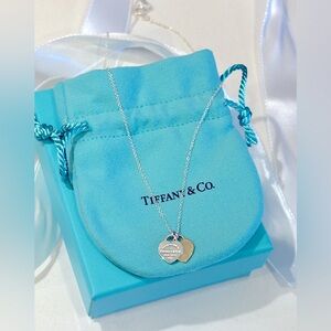 Tiffany double heart tag pendent necklace